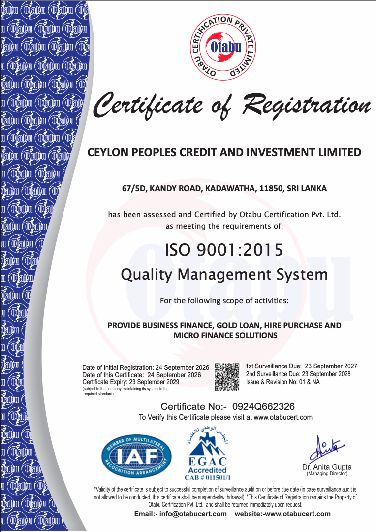 Excellence Recognized. Quality Certified. Trust Strengthened!