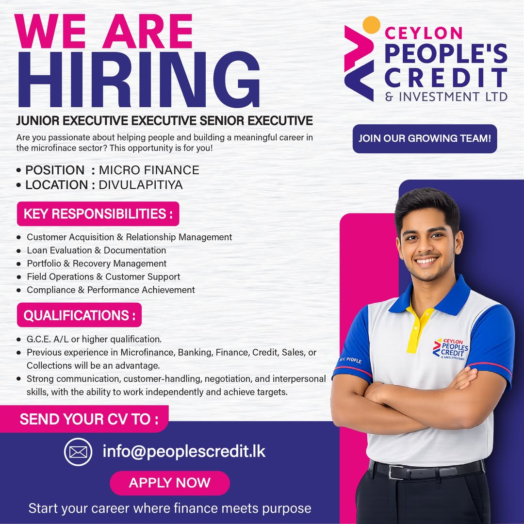 Junior Executive / Executive / Senior Executive – Micro Finance